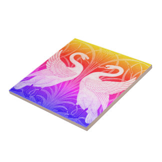 Azulejo Tile de fondo de pantalla Swan and Rush and Iris