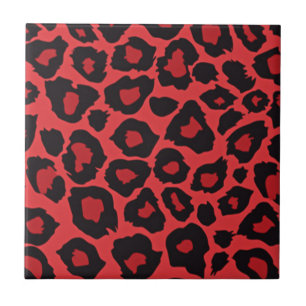 Azulejo Tile de impresión de leopardo negro rojo Rockabill