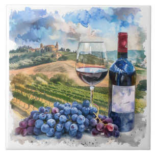 Azulejo Tile de impresión Vineyard Watercolor