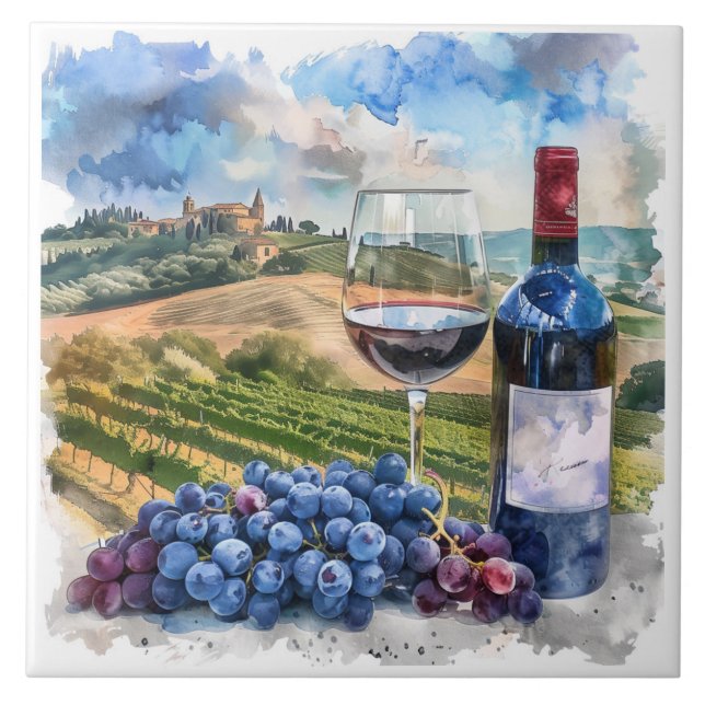 Azulejo Tile de impresión Vineyard Watercolor (Frente)