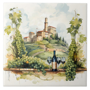 Azulejo Tile de impresión Vineyard Watercolor