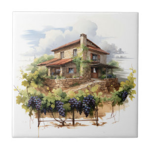Azulejo Tile de impresión Vineyard Watercolor