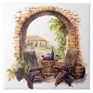 Azulejo Tile de impresión Vineyard Watercolor