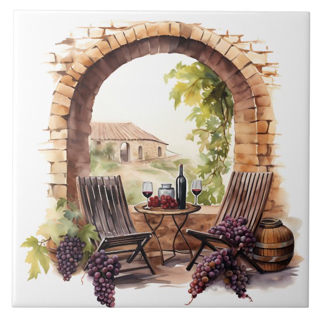 Azulejo Tile de impresión Vineyard Watercolor (Frente)