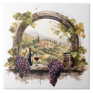 Azulejo Tile de impresión Vineyard Watercolor