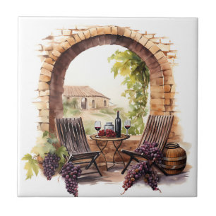 Azulejo Tile de impresión Vineyard Watercolor