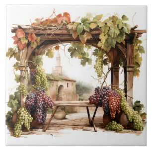 Azulejo Tile de impresión Vineyard Watercolor