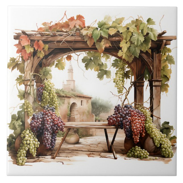Azulejo Tile de impresión Vineyard Watercolor (Frente)