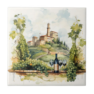 Azulejo Tile de impresión Vineyard Watercolor