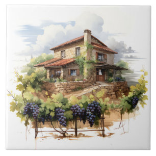 Azulejo Tile de impresión Vineyard Watercolor