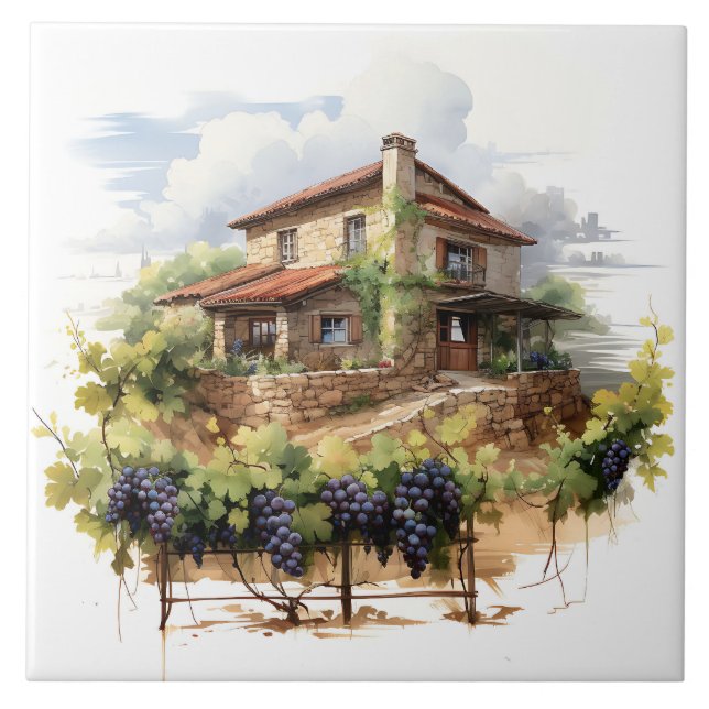 Azulejo Tile de impresión Vineyard Watercolor (Frente)