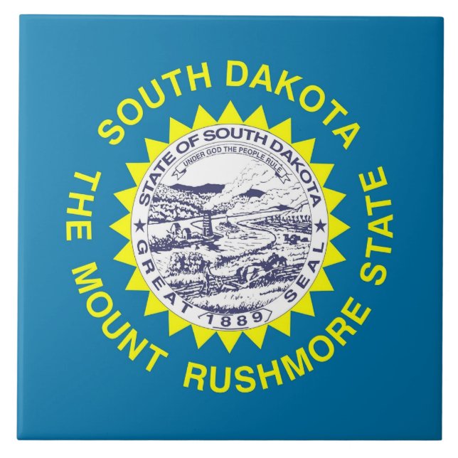 Azulejo Tile de la bandera del estado de Dakota del Sur (Frente)