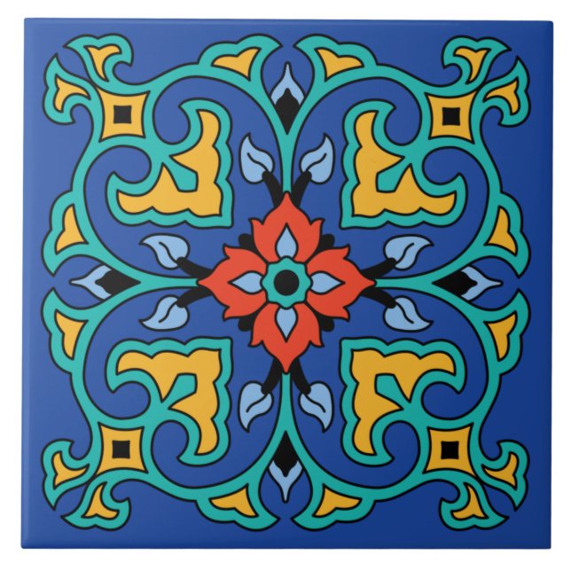 Azulejo Tile de la isla catalana de vintage (Frente)