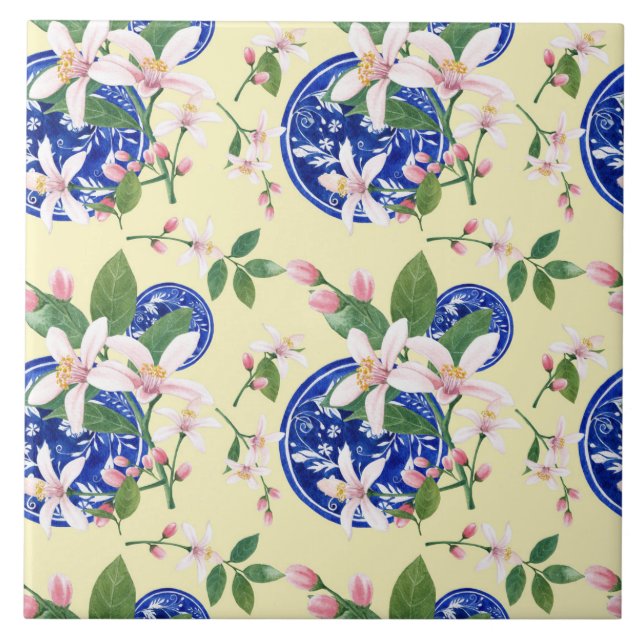 Azulejo Tile de patrón de limón italiano de agua (Frente)