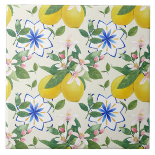 Azulejo Tile de patrón de limón italiano de agua