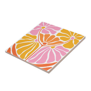 Azulejo Tile De Patrón Floral Retro Vintage De bonito