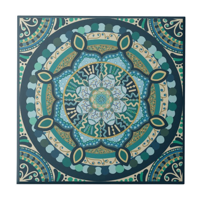 Azulejo Tile de serenidad - Blues y Verdes (Frente)
