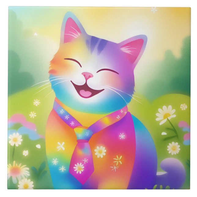 Azulejo Tile decorativo de Happy Kitten (Frente)