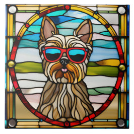 Azulejo Tile decorativo de vidrio templado Yorkie