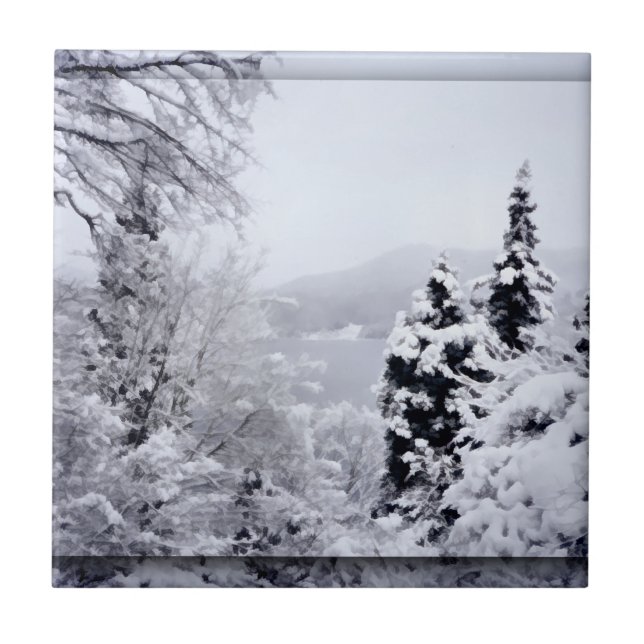 Azulejo Tile decorativo del lago Nojiri (Frente)