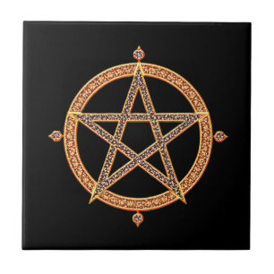 Azulejo Tile decorativo Pentagram negro brillante