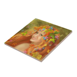 Azulejo Tile Fairy autumn