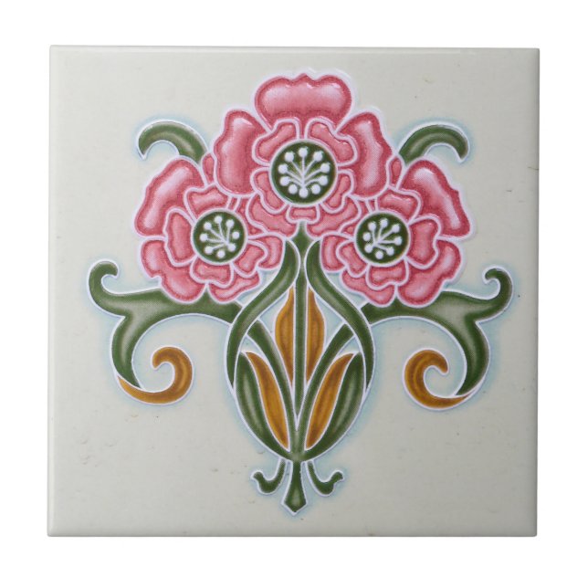 Azulejo Tile floral Art Nouveau (Frente)