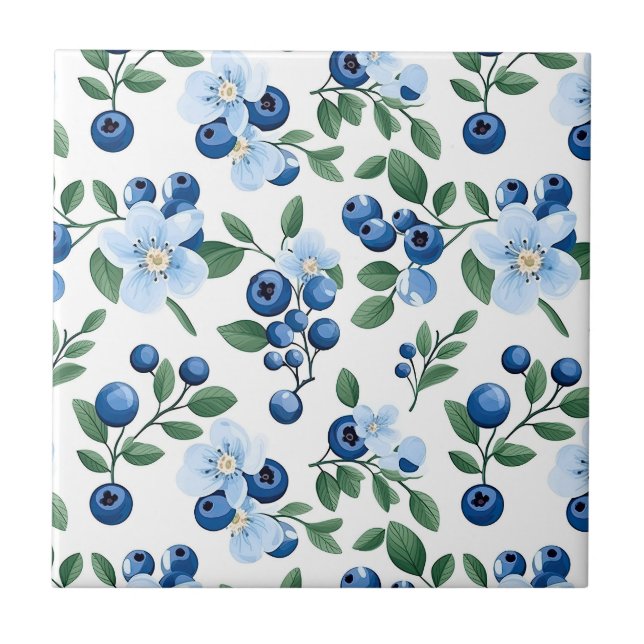 Azulejo Tile Floral Blueberry (Frente)