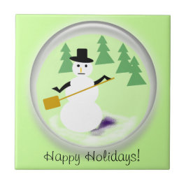 Azulejo Tile - Globe Snowman
