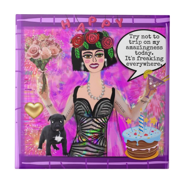 Azulejo TILE-Intenta no tropezar con mi asombro (Frente)