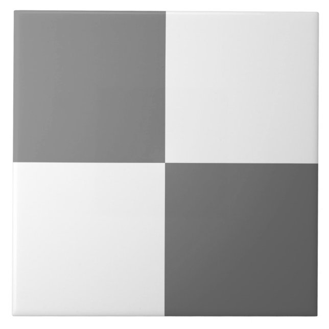 Azulejo Tile Monocromo De Cerámica De Color Blanco Gris (Frente)