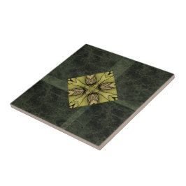 Azulejo Tile Olive Green Kaleidoscope