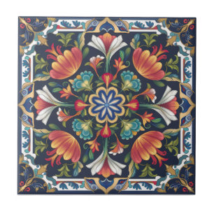 Azulejo Tile Otomano Floral Mandala Cerámica