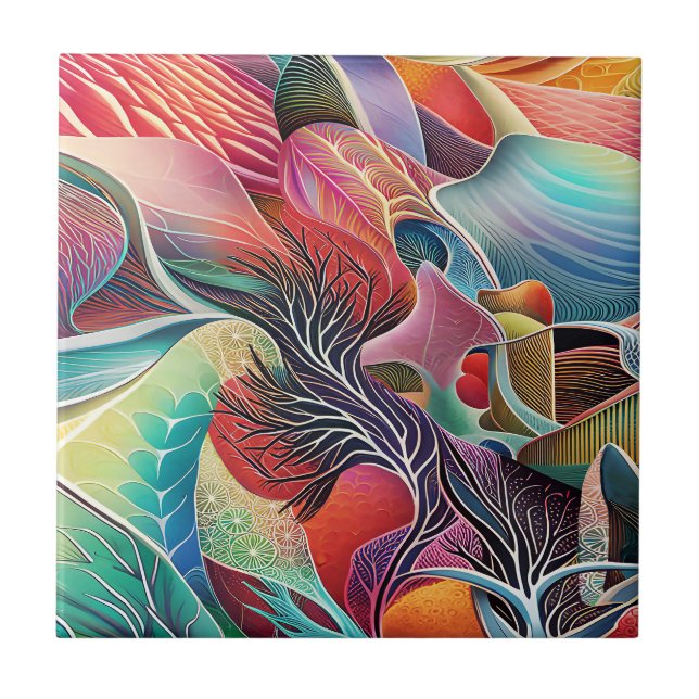 Azulejo Tile paisajístico surrealista (Frente)