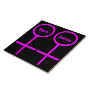 Azulejo Tile Personalizable de Lesbianas Amantes