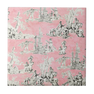 Azulejo Tile Pink and Black Toile