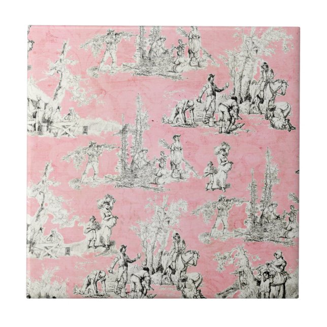 Azulejo Tile Pink and Black Toile (Frente)