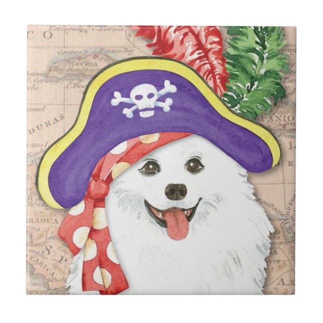 Azulejo Tile pirata de perro esquimal estadounidense (Frente)