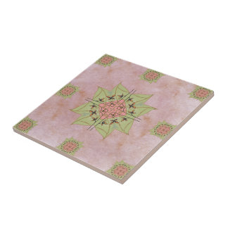 Azulejo Tile rosa y verde pastel