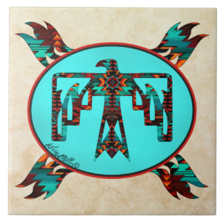 Azulejo Tile Tribal Thunderbird Ceramic