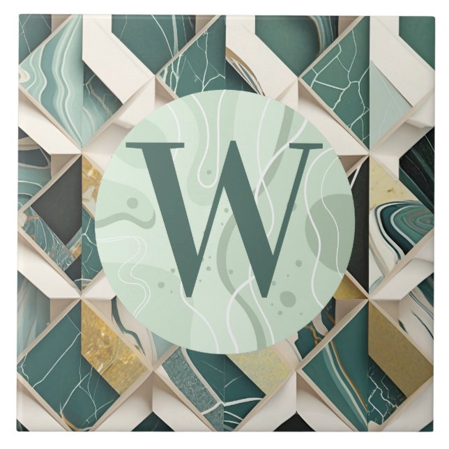 Azulejo Tile verde claro de mármol (Frente)