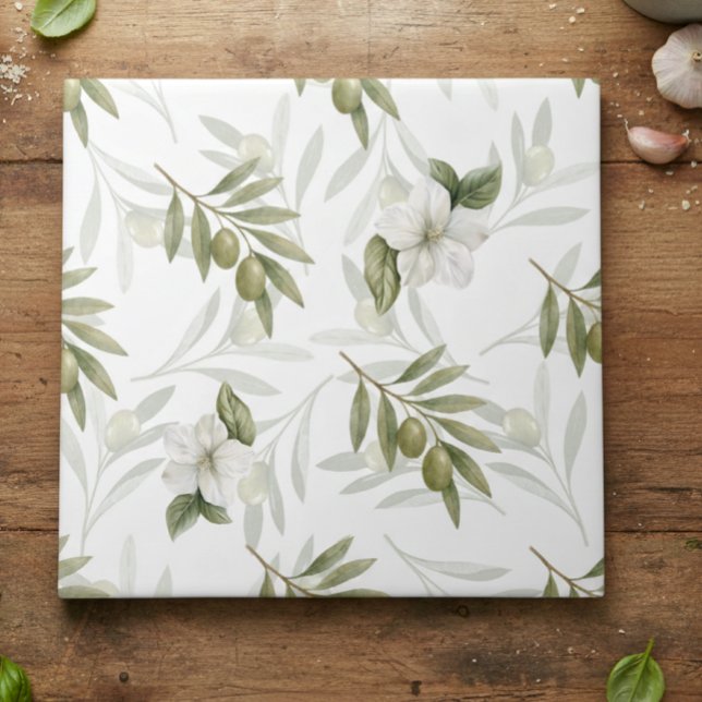 Azulejo Timeless Sage Olive Watercolor Chic  (Subido por el creador)