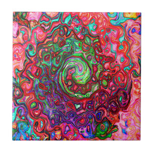 Azulejo Tinta roja a la acuarela remolino líquido abstract