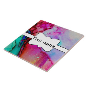 Azulejo Tinta verde púrpura roja