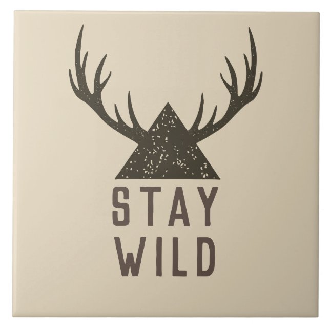 Azulejo Tipografía de astas de Stay Wild (Frente)