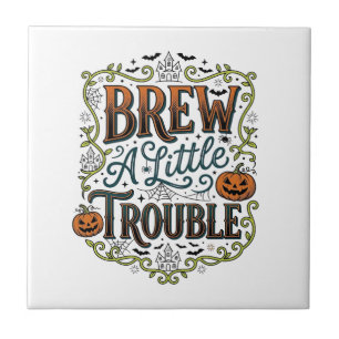 Azulejo Tipografía de Bruja de Halloween Prepara Un Poco d