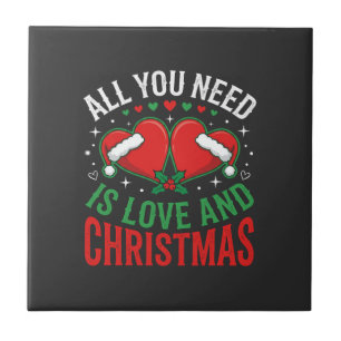 Azulejo Tipografía de Gorro de Santa Amor de Navidad