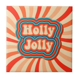 Azulejo Tipografía de Holly Jolly Navidades Retro