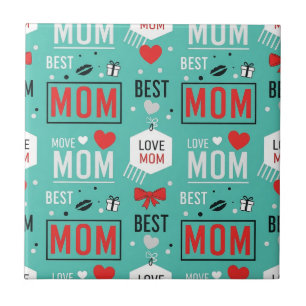 Azulejo Tipografía moderna de MOM con patrón Pop en turque