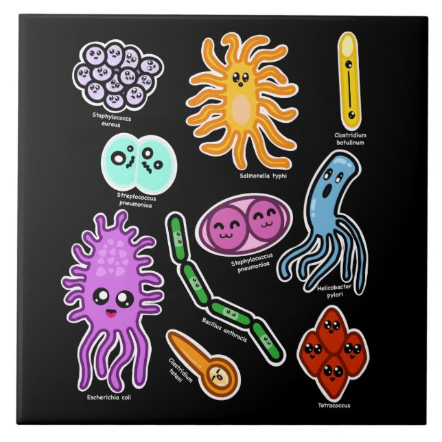 Azulejo Tipos De Bacterias (Frente)